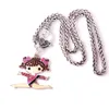 Gymnastik Fashion Girl Cartoon Figure Charm Pendant Crystal Dance Girl Sports Wheat Chain Necklace for Women299w