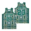 Película Baloncesto de la escuela secundaria LeBron James Mármol Jersey 23 St Vincent St Mary Irish CROWN Marrón Verde Negro Color del equipo Todo cosido Retroceso Hip Hop Transpirable