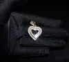 Collana con pendente a cuore baguette ghiacciata ghiacciata Bling Micro Pave Cubic Zirconia Diamanti simulati Catena a corda a cuore