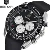 Wristwatches Benyar Fashion الكلاسيكية الكوارتز مشاهدة الرجال العسكرية السوداء السيليكون كبير الأوجه الرياضية رجل الساعات على مدار الساعة روكولين