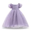 Summer Girl Bowknot Princess Dress Little Girl Birthday Party Cute Gown Puff Sleeve Tulle Dress Children Wedding Vestidos 3 6 8Y G220518