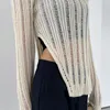 Women's Sweaters Women's Hollow Hole Irregular Side Split Knitted Sweater Women 2022 Spring And Summer Solid Color Versatile Thin