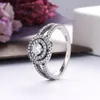 Authentieke 925 Sterling Silver Ring Sparkling Double Halo Rings For Women Wedding Engagement Ring Fine Jewelry Bague Groothandel 199408c01