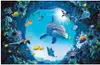 Custom jede Größe Seidenfoto Tapete Unterwasser Welt Delphinfisch für Wohnzimmer Schlafzimmer Decken Decken Wandbild Papel de Parde