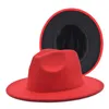 Projektanci mody skąpe brzegi czapki europejskie i amerykańskie podwójne dopasowanie kolorów Filc Cap Woolen Hat Woolen Hat Modne szerokie H4470501