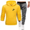 Men Causal letter printing Tracksuit Sets Brand Jacket Pants 2PC Sportwear Hoodies Sweatshirt Pant Suit Plus Size S-3XL