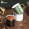 350ML Creative Coffee Custom Milk Enamel Mug with Silver Rim Home Travel Drinks Tea Water Cups Gifts 220706