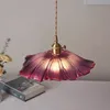 Pendant Lamps Vintage LED Lights Lotus Glass Hanging Home Decoration Lighting Living Room Bedroom Bedside Light Fixture IndoorPendant