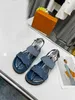 2022 Designer Woman Paseo Flat Comfort Sandals Luxe Summery Denim Sandy Beach Slippers Glides Maat 35-42