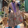 Chalecos de mujer Johnature, abrigos largos de algodón Vintage para mujer, estilo chino, sin mangas, cuello en V, estampado Floral, bolsillo de invierno 2022 Luci22