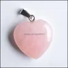 Arts And Crafts Rose Quartz Heart Natural Stone Charms Chakra Healing Pendant Diy Necklace Earrings Jewelry Making Sports20 Sports2010 Dhkhu