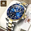 Olevs Men Luminous Waterproof Green Water Ghost Quartz Mens Watch Trend Kalendarz Pasek ze stali nierdzewnej 5885 220526