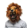 Halloween Props Adult Angry Lion Head Masks Animal Full Latex Masquerade Birthday Party Face Mask Fancy Dress