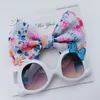 New 2pcs/lot Children Baby Girls Sunglasses Hair Band Set Anti-UV Cartoon Glasses Knot Bow Headband Photo Props Gifts