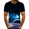 Four Seasons Selling Cosmic Star Print Top Design a maniche corte Semplicità T-shirt oversize facile da indossare 220719