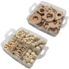 2 boxed Quality Wood Baby Teether Nursing Jewelry Beech wooden animal Geometry Wood Beads Creative Wooden Rings Teether 220507