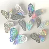 Three-dimensional Color Hollow Butterfly Wall Sticker Home Wall Wedding Party Background Decor Hollow Paper Butterfly Birthday 12pcs/bag