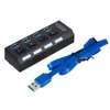 Hubs High Speed ​​4 Port USB 3.0 Multi Hub Splitter Expansion med Switch för Desktop PC Laptop Power Adapter ExpanderUSB