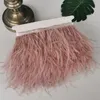 Ostrich feathers ribbon fringe for needlework 6M 8-15CM DIY Feather trim Cloth Belt for bag Wedding dress clothes decoration 0614