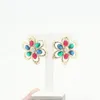 Hoop Huggie Floral Earrings For Women Multicolor Crystal Dubai Sieraden Wedding 18K Gold Color Party Betrokkenheid Gifthoop