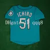 qqq8 Air01 1994 1997 Retro 24 Ken Griffey Jr. Jersey 3 Alex Rodriguez 19 Jay Buhner 51 Ichiro Suzuki 11 Edgar Martinez Cucito Verde Bianco Grigio Blu