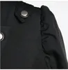 黒人女性秋のヴィンテージトレンチコートゴシックパフスリーブスタンドカラースリムフィットジャケット中世のビクトリア朝のロングドレスコスチューム
