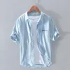 도로에서 남성 캐주얼 셔츠 도로 복장 (Road Outfitters) 2022 여름 흰색 줄무늬 예술 셔츠 디자이너 화가 면화 통기 가능한 매일의 맨맨스