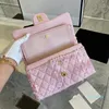 22Ss Womens Classic Double Flap Pink Tweed Borse trapuntate Borsa a tracolla Multi Pochette Borsa Turn Lock Outdoor Sacoche Borse di design di lusso 25CM