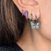 Stud Fashion Bijoux élégant pave coloré cz pierre mignon animal papillon charme d'oreille de boucle de boucles bordeaux à deux voies belles cadeaux