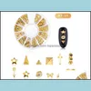 Nail Art Decorations Salon Health Beauty 3D Gold Metal Rivets Round Heart Decoration Nails Sticker Manicure Diy Accessories 17 Styles Drop