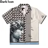 Polo con estampado de icono oscuro para hombre, ropa de calle de verano, camisas hawaianas para hombre, 220527