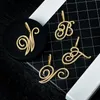 Collares pendientes Lujo Cobre Zircon Cursiva A-Z Alfabeto Cadena Collar Punk Hip-Hop Estilo Moda Mujer Hombre Nombre inicial Joyería Elle22