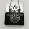 Hangende kettingen antiek zilveren vegvisir kompas raven wolf ax ketting viking rune amulet heren halsblaas