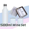 Coffret cadeau de vin par sublimation d'entrepôt local, bouteille de vin vierge en acier inoxydable de 17 oz avec deux gobelets à vin de 12 oz et paille en plastique, stock américain