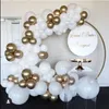 106PCSSet Matte White Gold Metallic Balloons Garland Arch Kit Baby Shower Wedding Födelsedagsfest Chrome Balloon Decoration Kids 220524