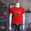 Marca de moda Camisetas populares para hombres 2022 Verano Nueva letra Láser Diamante caliente Diseño de logotipo Casual Manga corta Cuello redondo Slim Algodón Camisetas finas Multicolor M-4XL