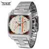 JARAGAR Stainless Steel Square Transparent Case Back High Quality Auto Movement Men's Mechanical Watch Male Wristwatch Relogi2769