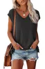 Damen-Kleidung, Sommer, V-Ausschnitt, T-Shirts, einfarbig, solides Leibchen, kurzärmelig, Tank-T-Shirt, Tops, T-Shirts, Weste, sexy, modische, abgeschnittene Tops, Blusa, lässige Blusen