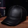 Caps de bola Caps genuínos de couro de beisebol chapéu de beisebol Brand masculino de tampas ajustáveis ​​sólidas/hatsball de Hatsball