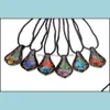 Hanger kettingen hangers sieraden groothandel 6 stcs bloem statement blad murano gemengde kleuren lampwerk glas dhsf0