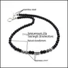 Chokers halsband hängsmycken smycken handgjorda naturliga stenpärlor obsidian chocker halsband rostfritt stål till kort halslös för män homme