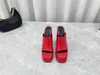 2022-Waterproof Platform Sandals Luxury Leather Heel High 15.5 cmヘッドデコレーションサイズ35-42