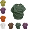 Toddler Baby Girl Podstawowy stały kolor Crewneck T-shirt Kids Krótkie rękawie miękkie bawełniane bawełniane topy tee ubrania dla dzieci na 1-7 lat