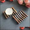 Soap Dishes Bathroom Accessories Bath Home Garden Ll Wood Holder Portable Bamboo Wooden Soapdish Shower Case Container Storage Dhikd