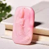 Collane con ciondolo Pendenti con conchiglia naturale rosa chiaro all'ingrosso Collana di Buddha Guanyin intagliato a mano Fortunato per le donne Ragazza Gioielli con texture caldaP