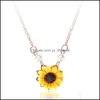 Pendant Necklaces Pendants Jewelry Sweet Sunflower Imitation Pearl Sweater Yellow Flower Necklace For Women Drop Delivery 2021 Z0Tia