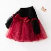 Girl's Dresses Baby Dress For Girls Sweet Red Bow Tulle Princess Long Sleeve Autumn Children Clothing Girl Birthday Party ClothesGirl's