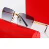 여성용 럭셔리 디자이너 선글라스 Mens Frameless Shades Retro Metal Rimless Optical Frame 디자이너 쉐이드 망 선글라스 클래식 직사각형 스퀘어 안경