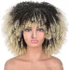 Afro kinky krullende synthetische pruik simulatie menselijk haarpruiken voor vrouwen in 20 kleuren cx-700