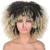 Afro kinky krullende synthetische pruik simulatie menselijk haarpruiken voor vrouwen in 20 kleuren cx-700